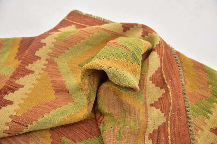 3' x 4' 10 Hand Woven Kilim Waziri Wool Rug