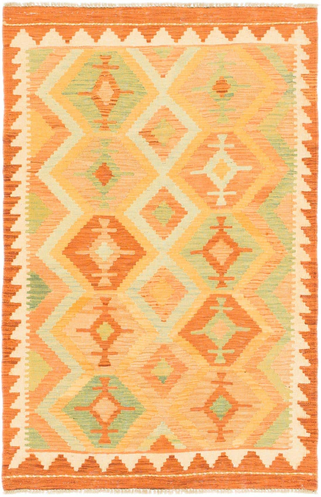 3' x 4' 10 Hand Woven Kilim Waziri Wool Rug