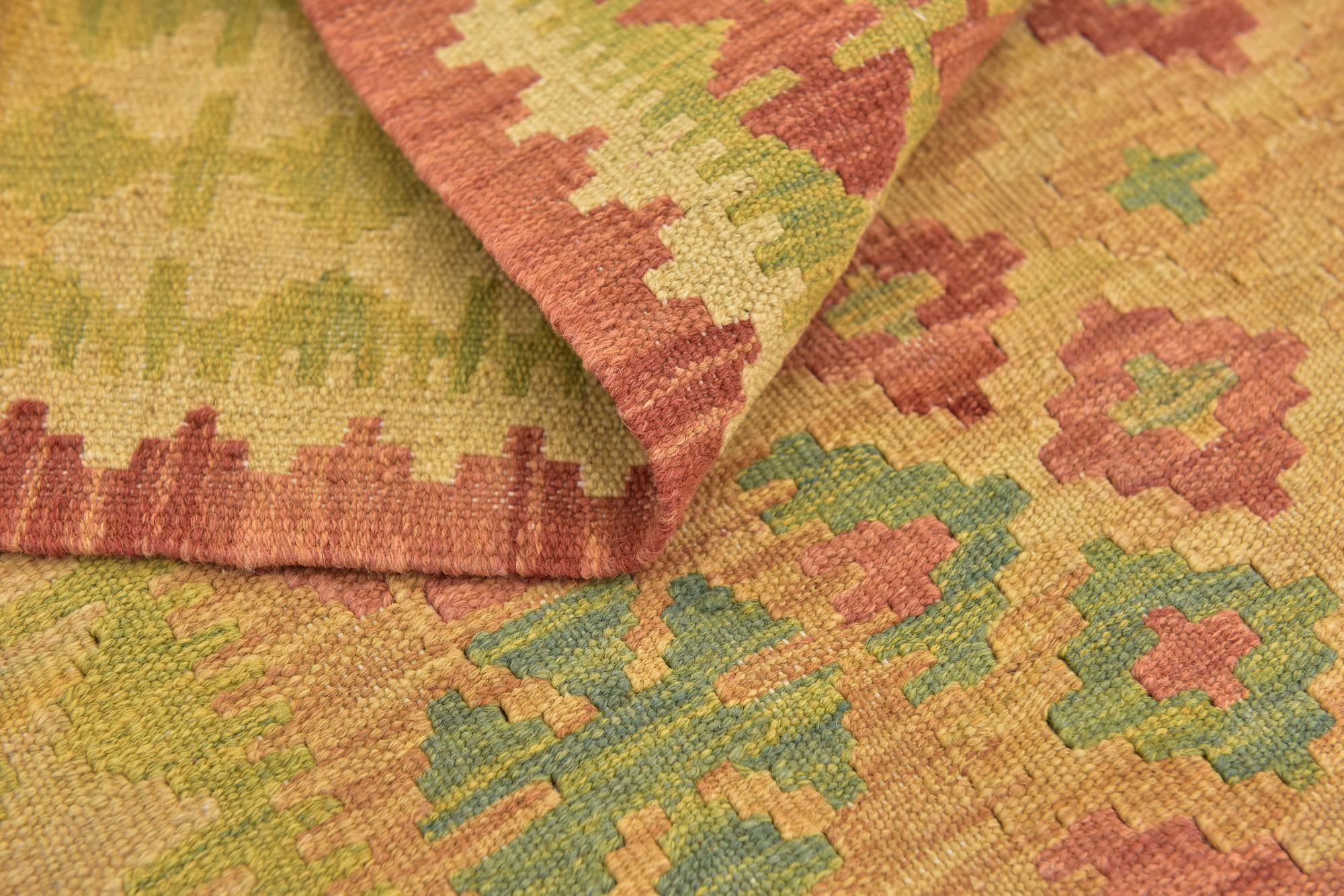 3' x 4' 8 Hand Woven Kilim Waziri Wool Rug