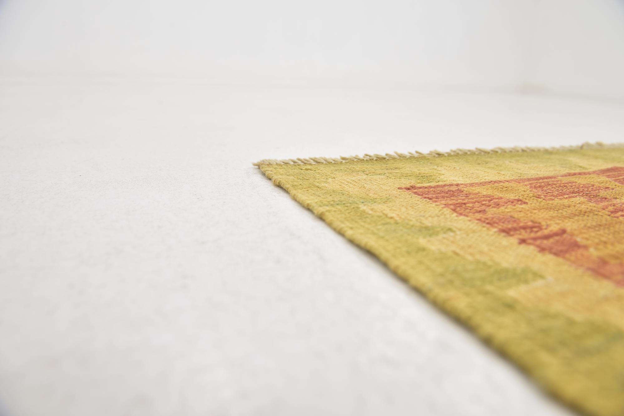 3' 2 x 5' 2 Hand Woven Kilim Waziri Wool Rug