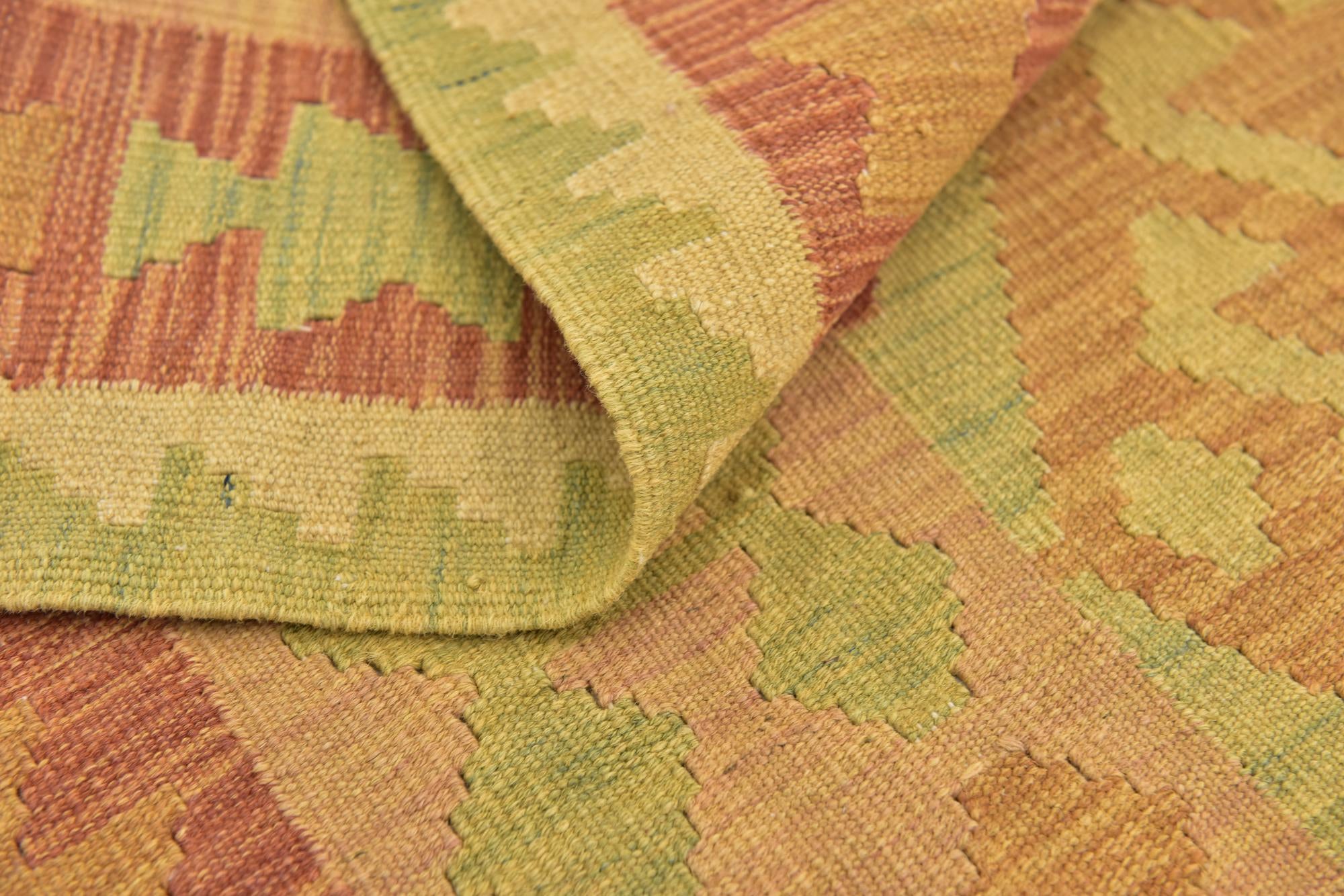 3' 2 x 5' 2 Hand Woven Kilim Waziri Wool Rug
