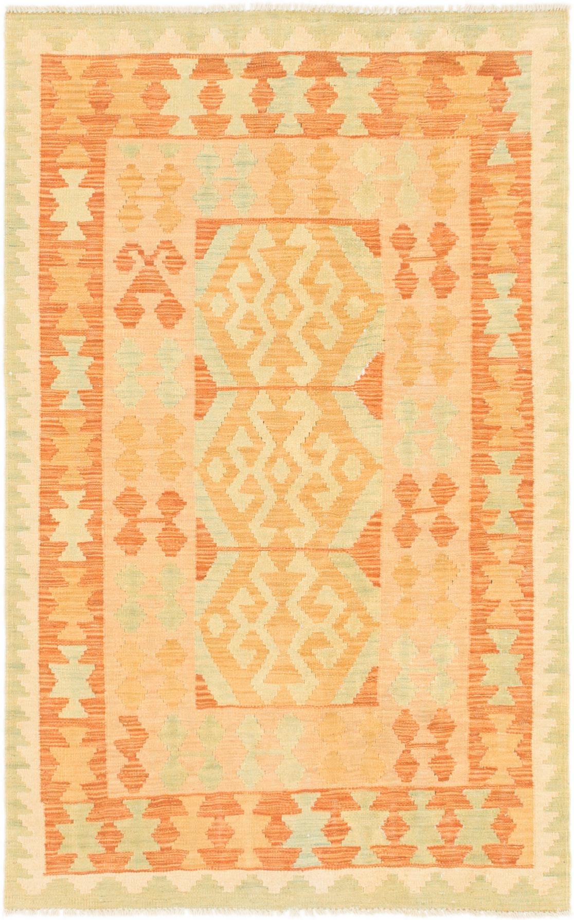 3' 2 x 5' 2 Hand Woven Kilim Waziri Wool Rug