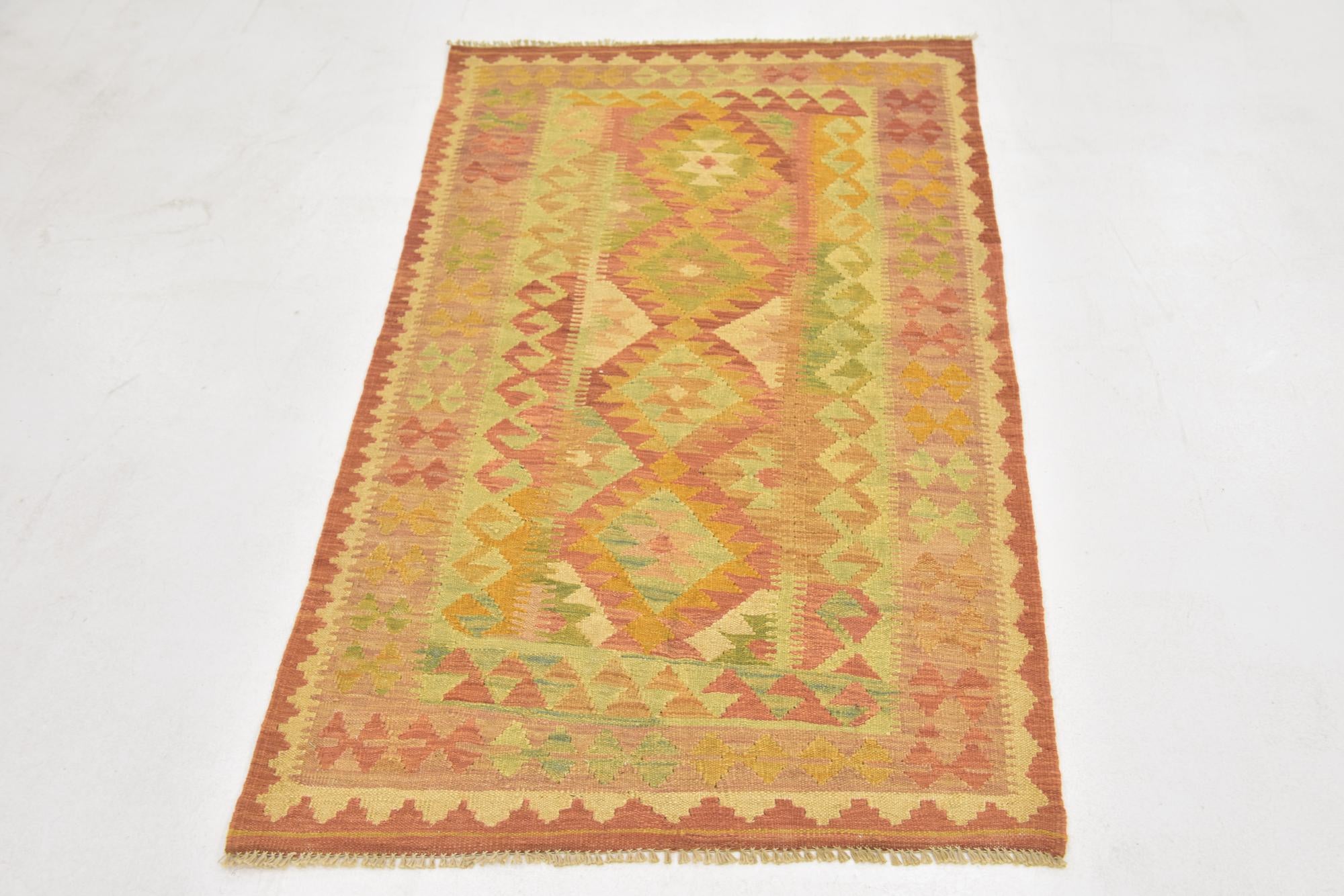 3' x 5' Hand Woven Kilim Waziri Wool Rug