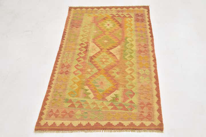 3' x 5' Hand Woven Kilim Waziri Wool Rug