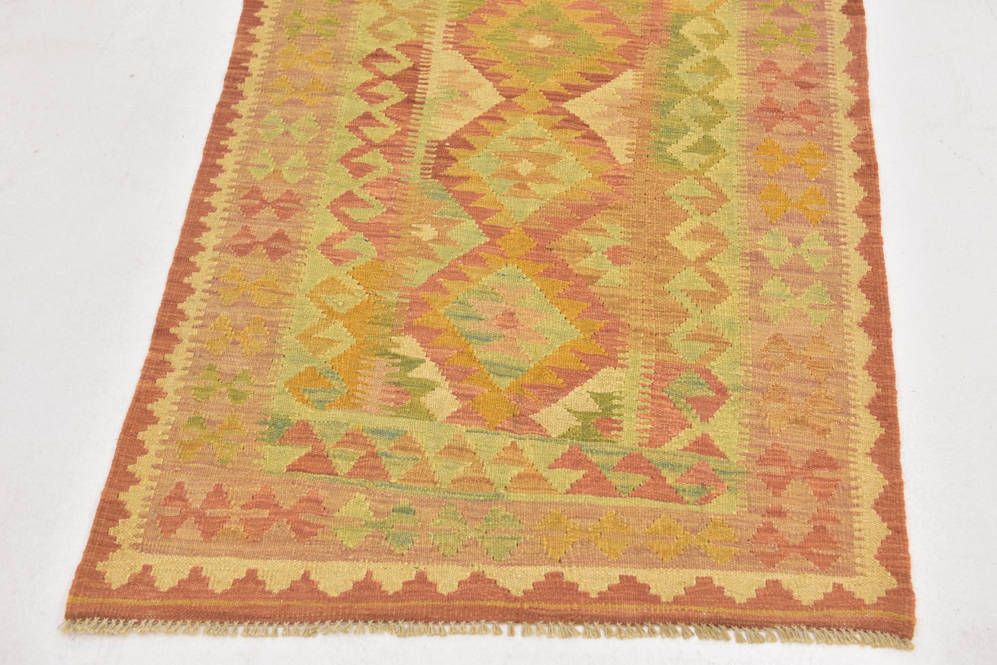 3' x 5' Hand Woven Kilim Waziri Wool Rug