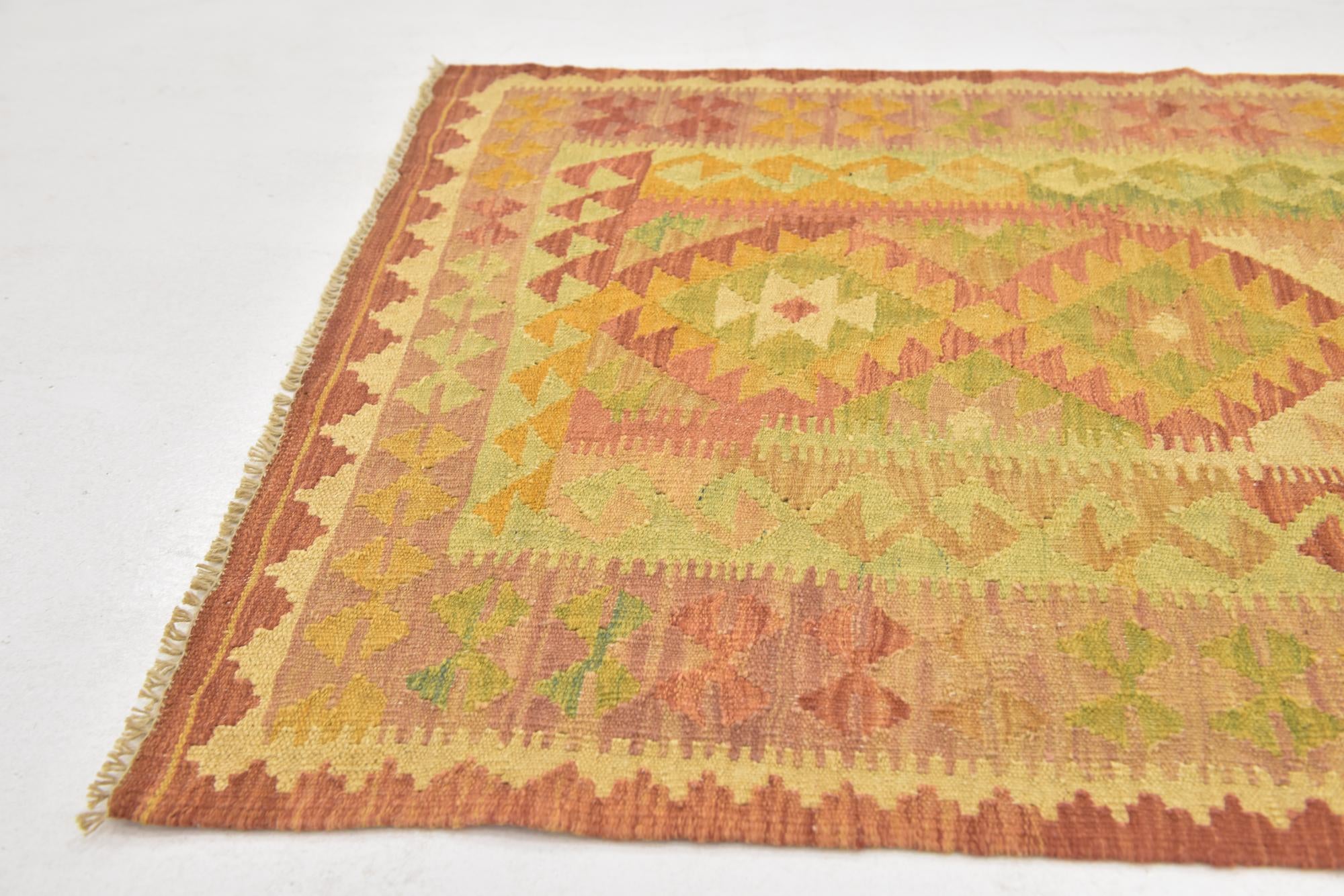 3' x 5' Hand Woven Kilim Waziri Wool Rug