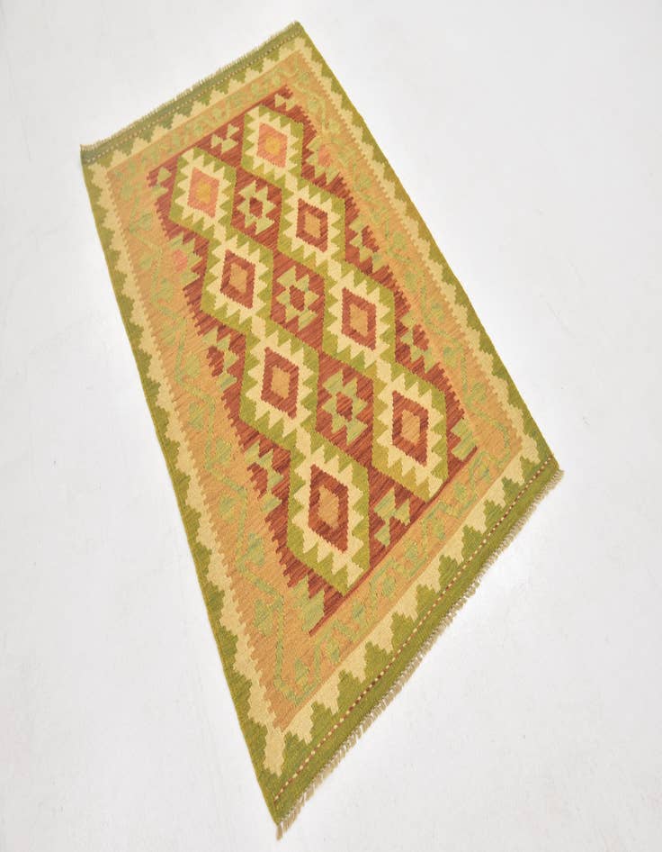 Detail image of 3' 2 x 4' 10  Hand Woven Kilim Waziri Wool Rug