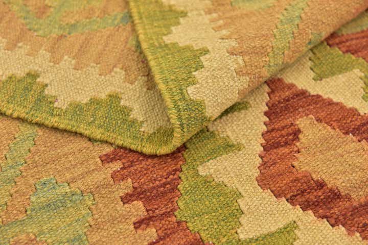 3' 2 x 4' 10 Hand Woven Kilim Waziri Wool Rug