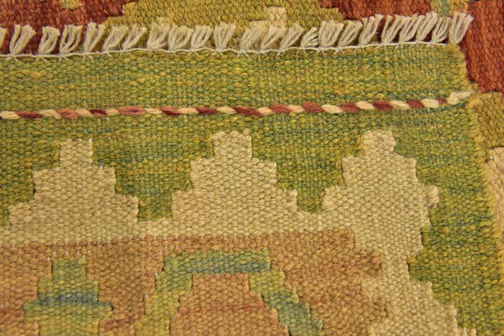 3' 2 x 4' 10 Hand Woven Kilim Waziri Wool Rug
