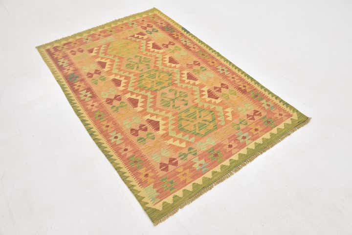 3' 4 x 5' Hand Woven Kilim Waziri Wool Rug