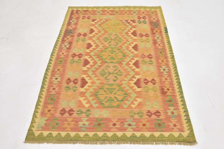 3' 4 x 5' Hand Woven Kilim Waziri Wool Rug