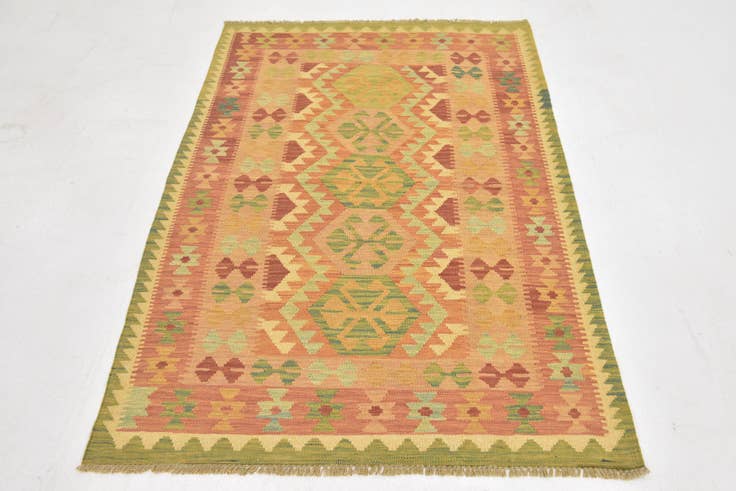 Detail image of 3' 4 x 5' Hand Woven Kilim Waziri Wool Rug