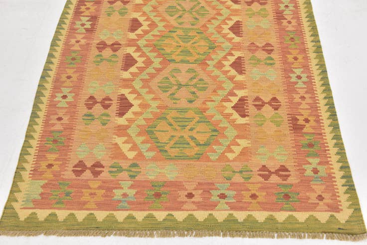 Detail image of 3' 4 x 5' Hand Woven Kilim Waziri Wool Rug