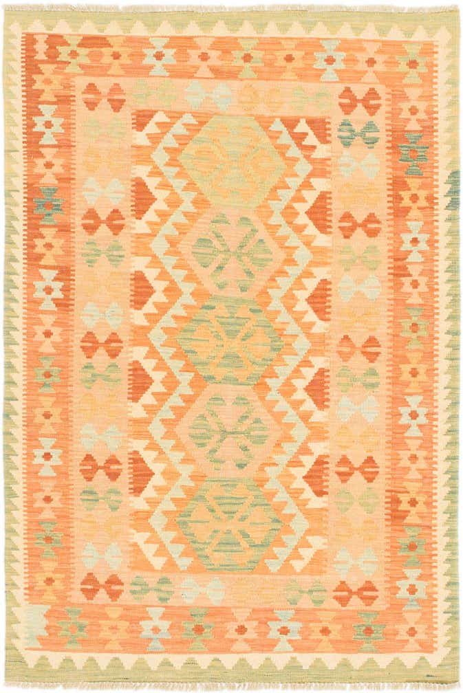 3' 4 x 5' Hand Woven Kilim Waziri Wool Rug