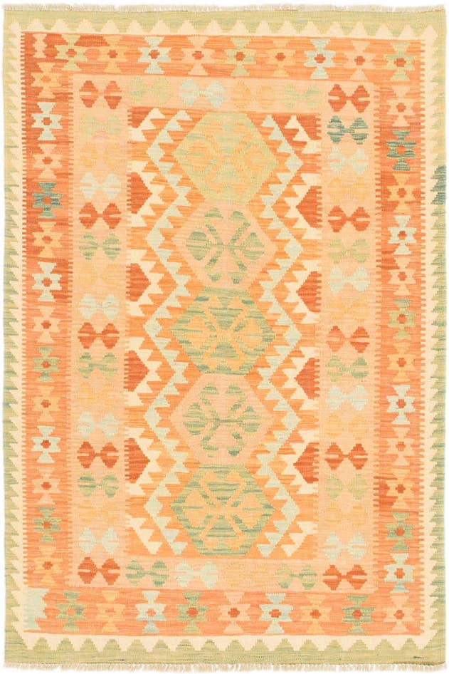 Detail image of 3' 4 x 5' Hand Woven Kilim Waziri Wool Rug