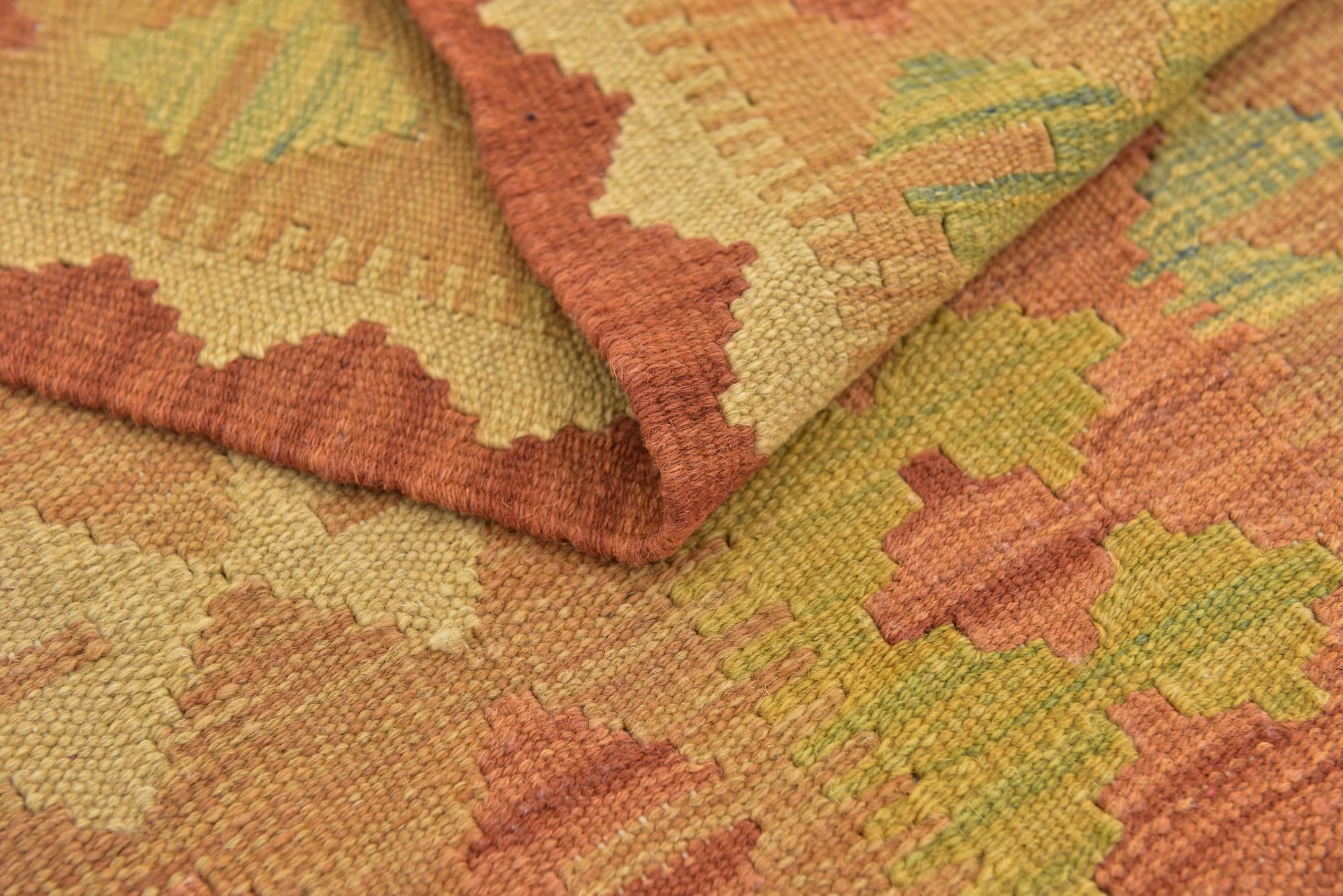3' 3 x 5' 2 Hand Woven Kilim Waziri Wool Rug
