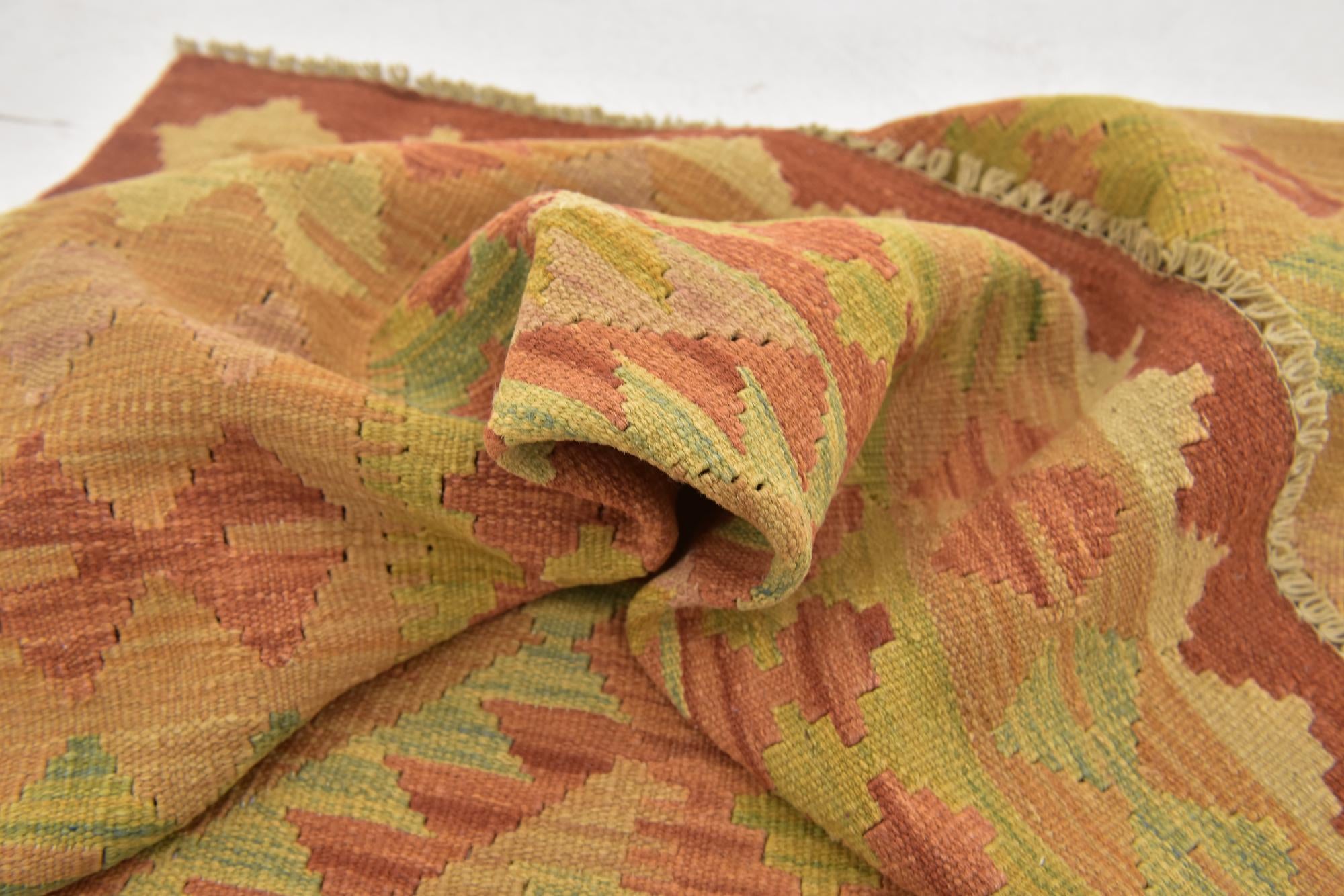 3' 3 x 5' 2 Hand Woven Kilim Waziri Wool Rug