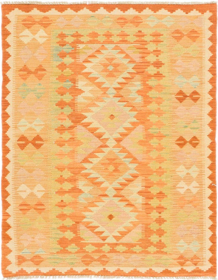 Detail image of 3' 3 x 5' 2 Hand Woven Kilim Waziri Wool Rug