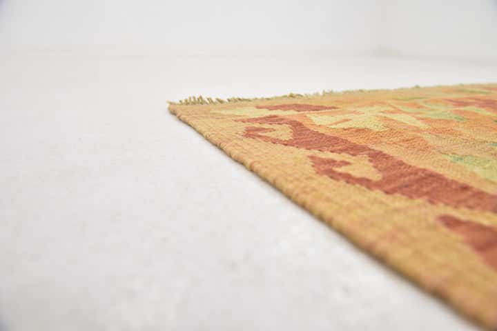 3' 2 x 4' 10 Hand Woven Kilim Waziri Wool Rug