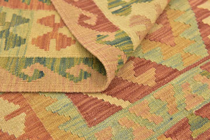 3' 2 x 4' 10 Hand Woven Kilim Waziri Wool Rug