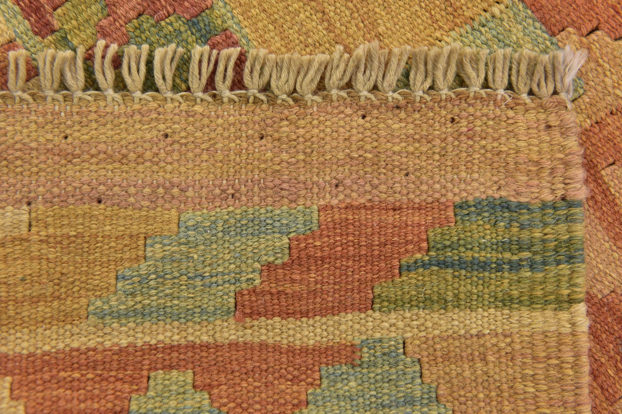 3' 2 x 4' 10 Hand Woven Kilim Waziri Wool Rug