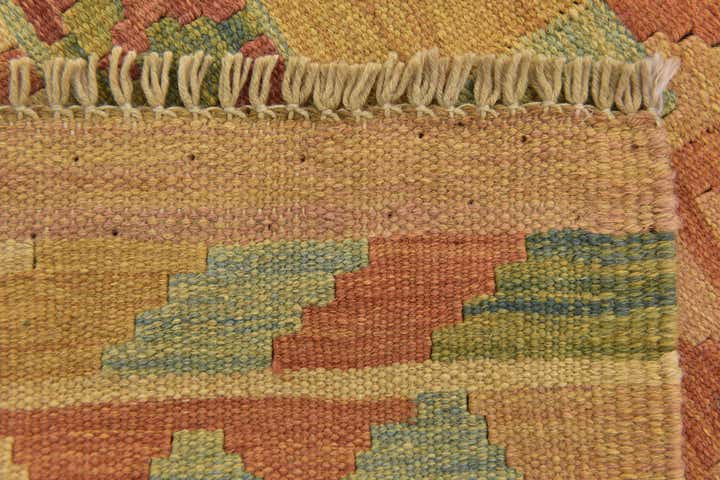 3' 2 x 4' 10 Hand Woven Kilim Waziri Wool Rug