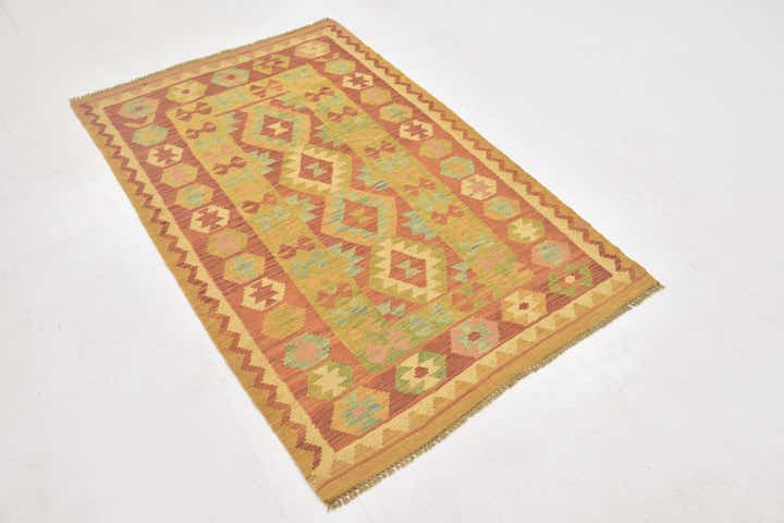 3' 2 x 5' Hand Woven Kilim Waziri Wool Rug