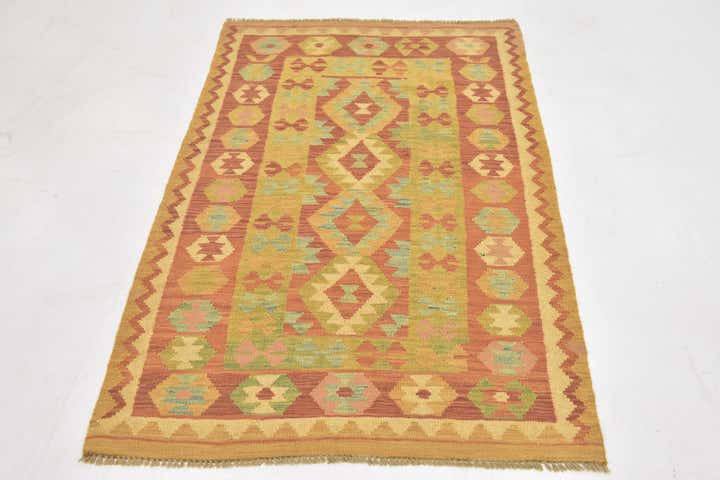 3' 2 x 5' Hand Woven Kilim Waziri Wool Rug