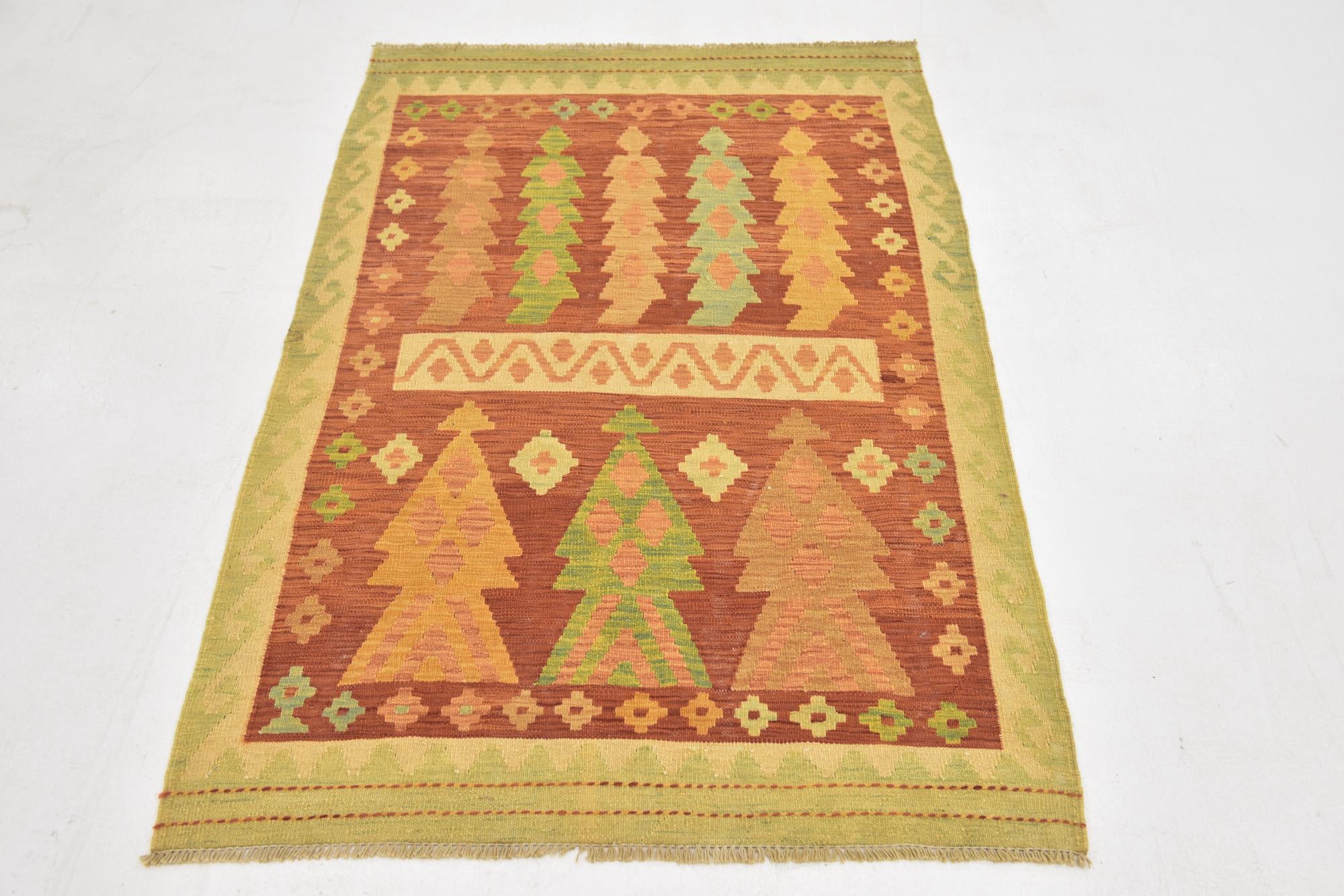 3' 3 x 5' Hand Woven Kilim Waziri Wool Rug