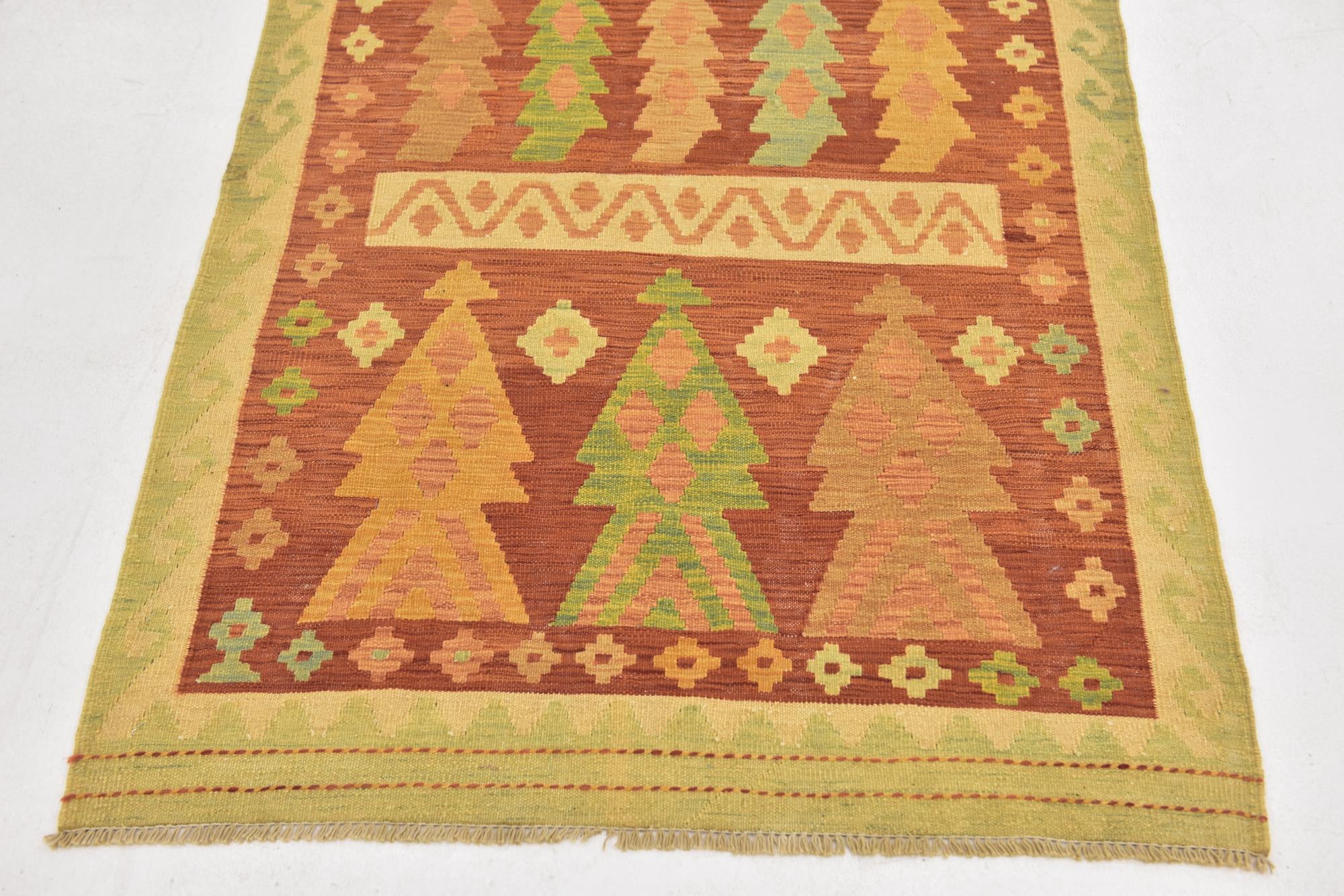 3' 3 x 5' Hand Woven Kilim Waziri Wool Rug