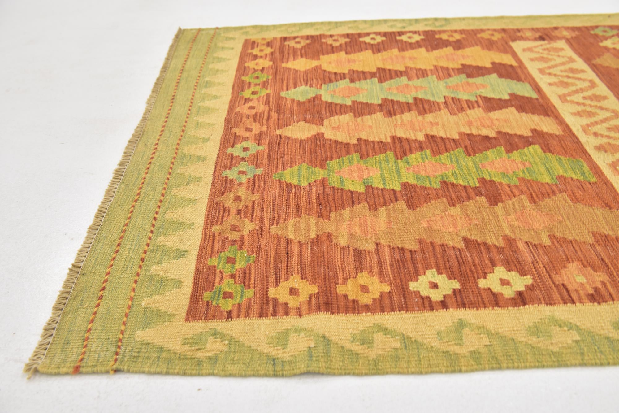 3' 3 x 5' Hand Woven Kilim Waziri Wool Rug