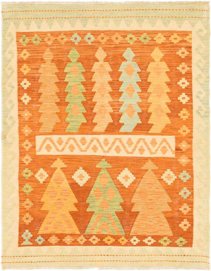 Detail image of 3' 3 x 5' Hand Woven Kilim Waziri Wool Rug