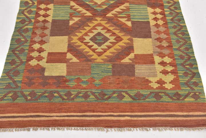 3' 2 x 5' 2 Hand Woven Kilim Waziri Wool Rug
