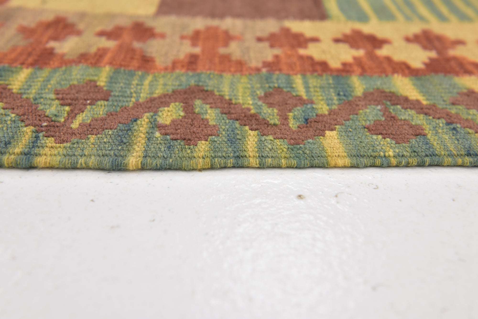 3' 2 x 5' 2 Hand Woven Kilim Waziri Wool Rug