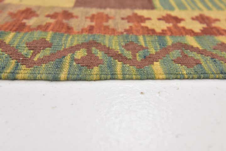 3' 2 x 5' 2 Hand Woven Kilim Waziri Wool Rug