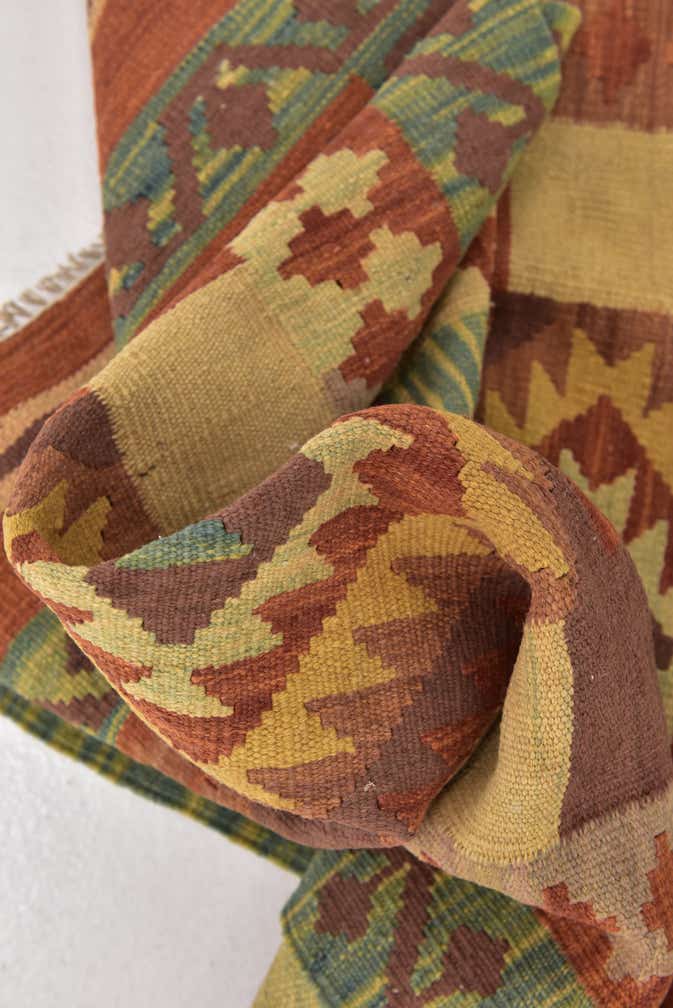 3' 2 x 5' 2 Hand Woven Kilim Waziri Wool Rug