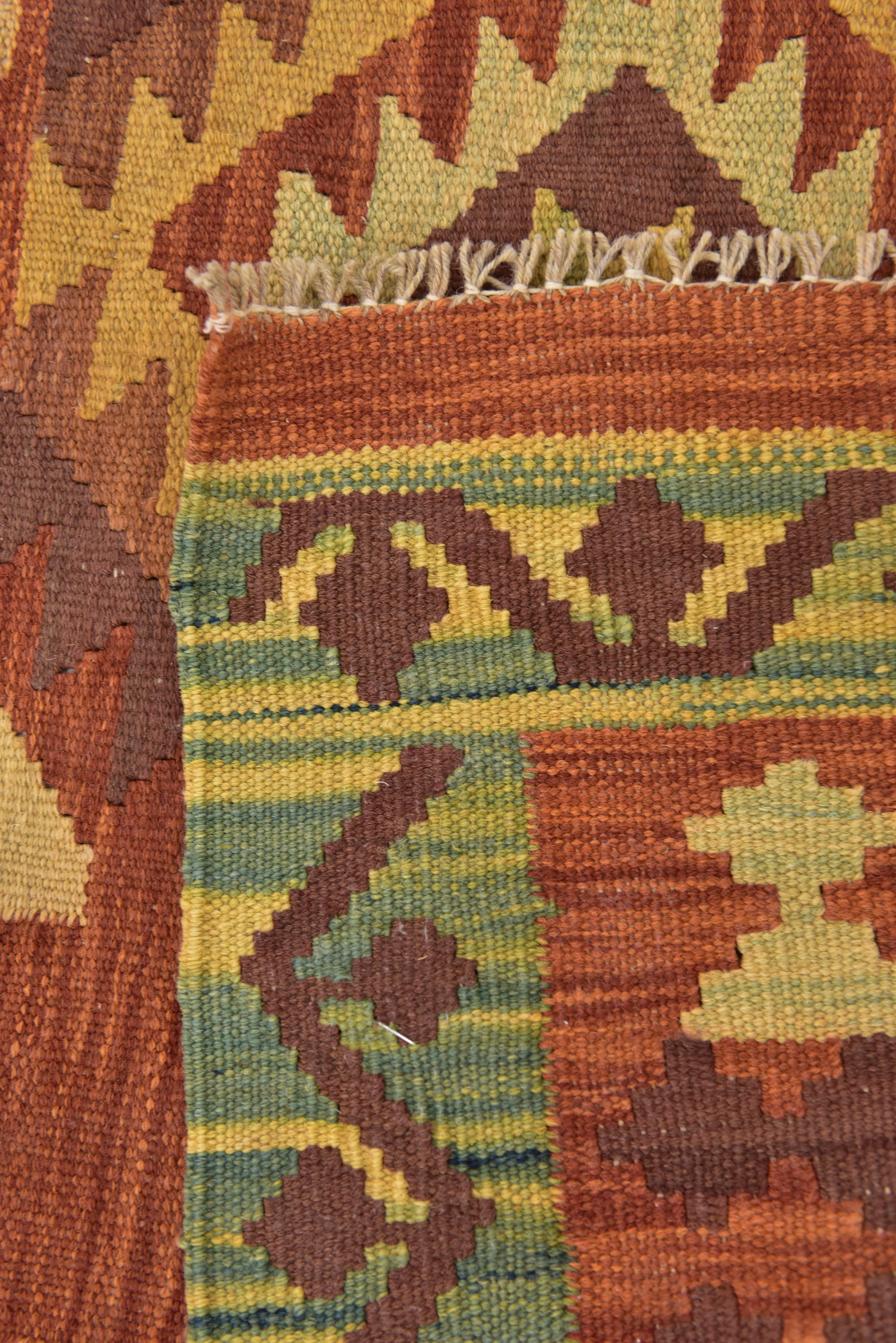 3' 2 x 5' 2 Hand Woven Kilim Waziri Wool Rug
