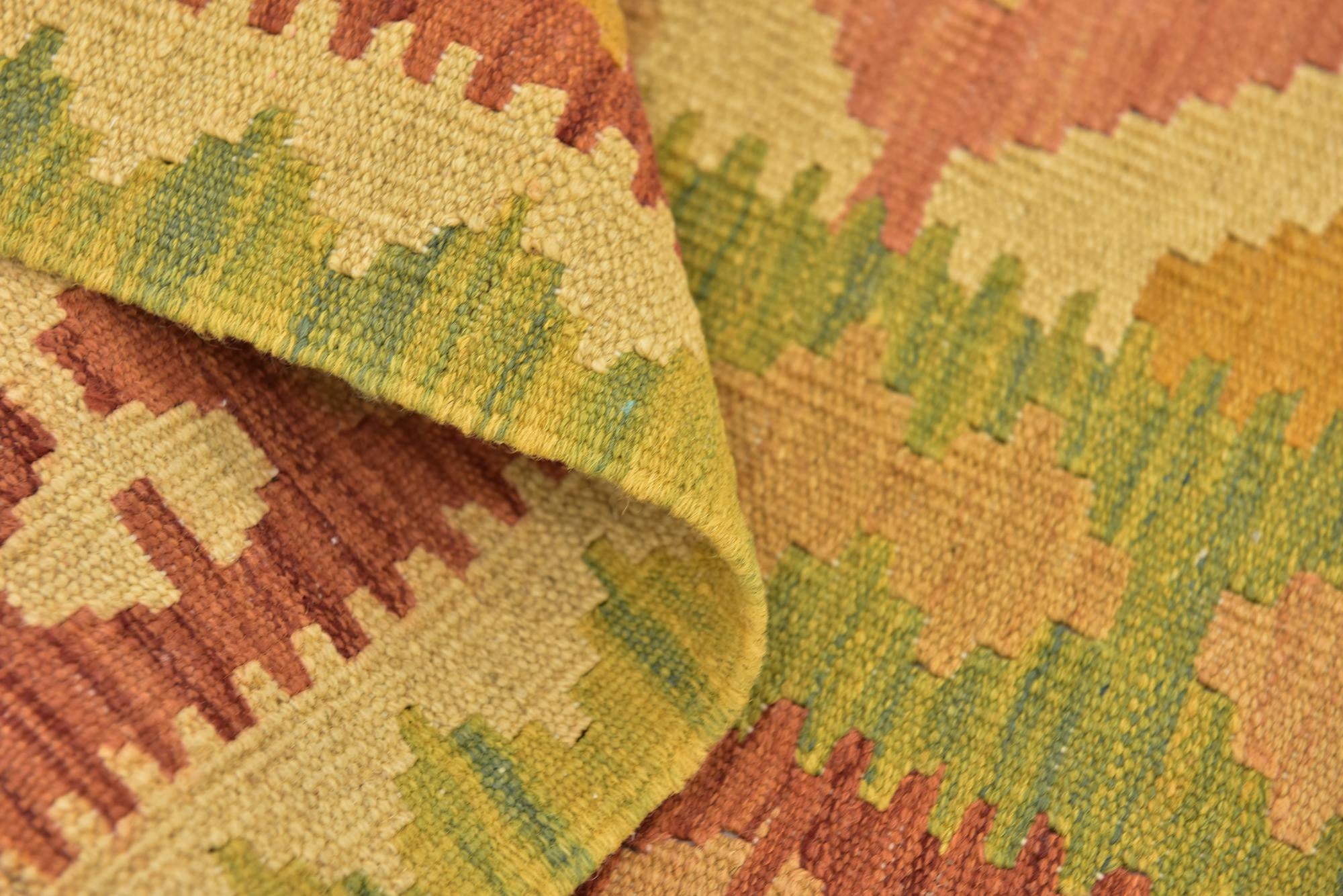3' 2 x 5' Hand Woven Kilim Waziri Wool Rug