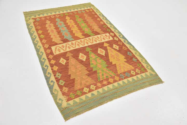 3' 3 x 5' Hand Woven Kilim Waziri Wool Rug