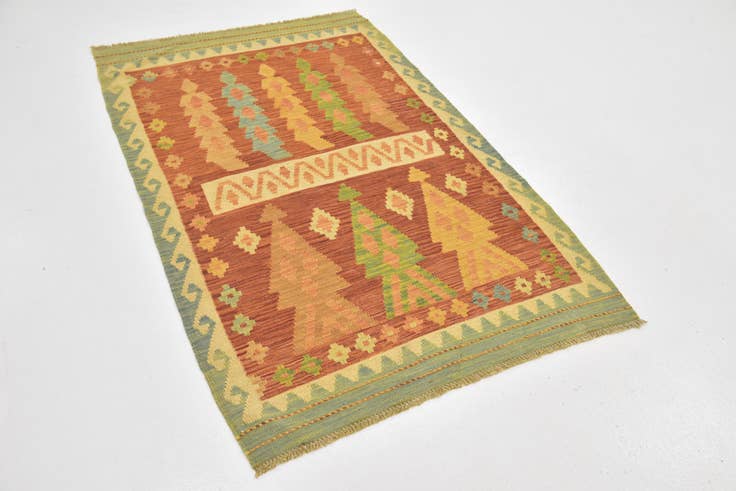 Detail image of 3' 3 x 5' Hand Woven Kilim Waziri Wool Rug