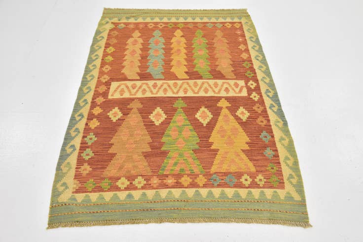 Detail image of 3' 3 x 5' Hand Woven Kilim Waziri Wool Rug