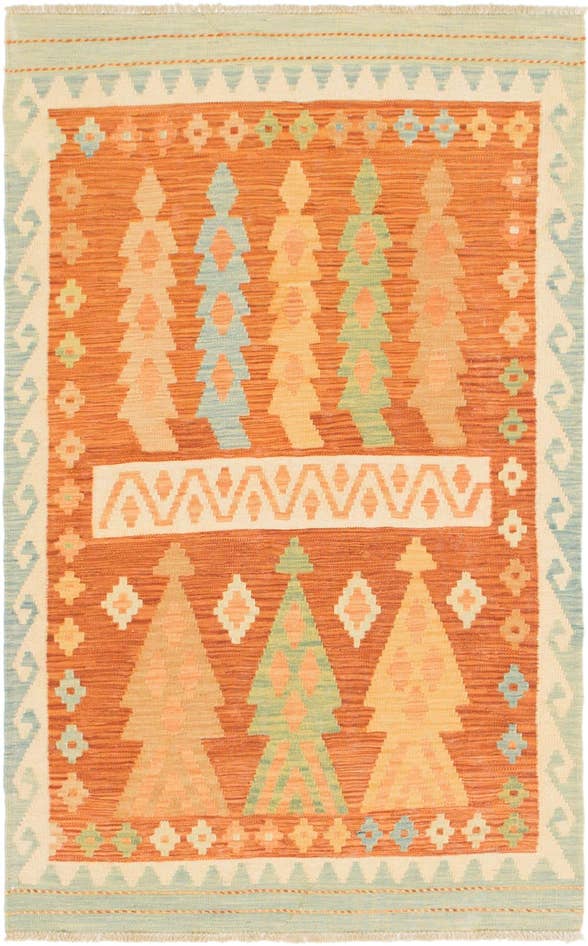 Detail image of 3' 3 x 5' Hand Woven Kilim Waziri Wool Rug