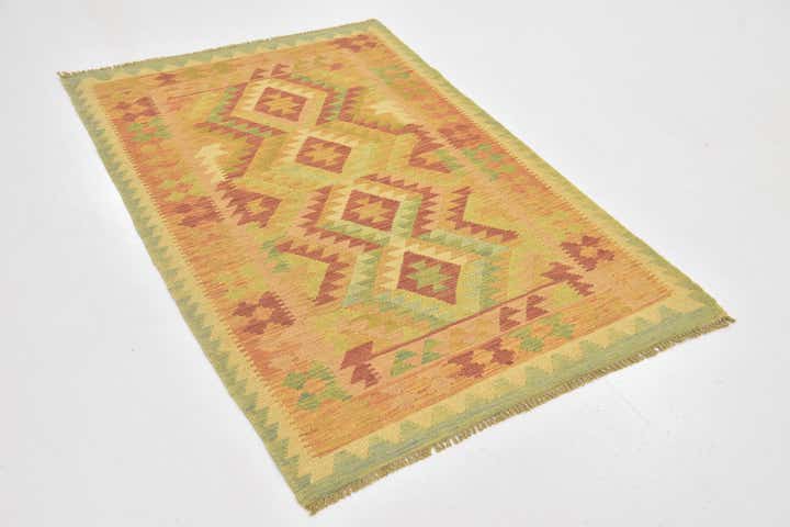 3' 2 x 5' Hand Woven Kilim Waziri Wool Rug