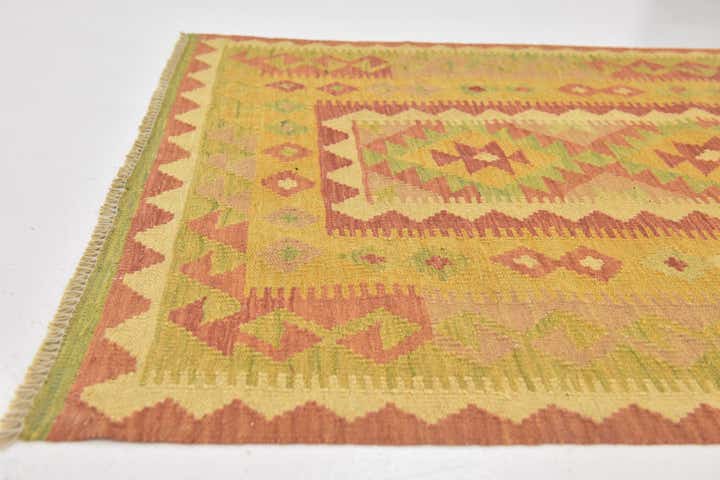 3' 3 x 4' 10 Hand Woven Kilim Waziri Wool Rug