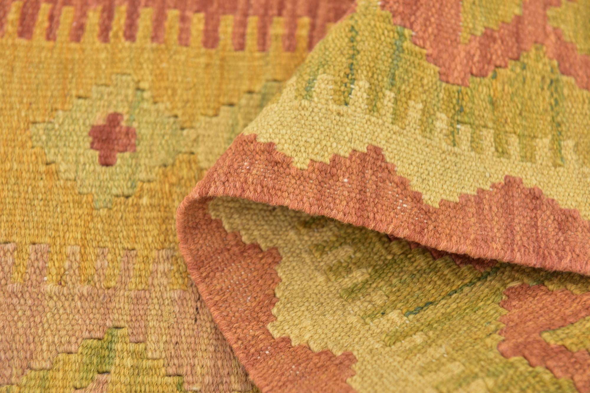 3' 3 x 4' 10 Hand Woven Kilim Waziri Wool Rug