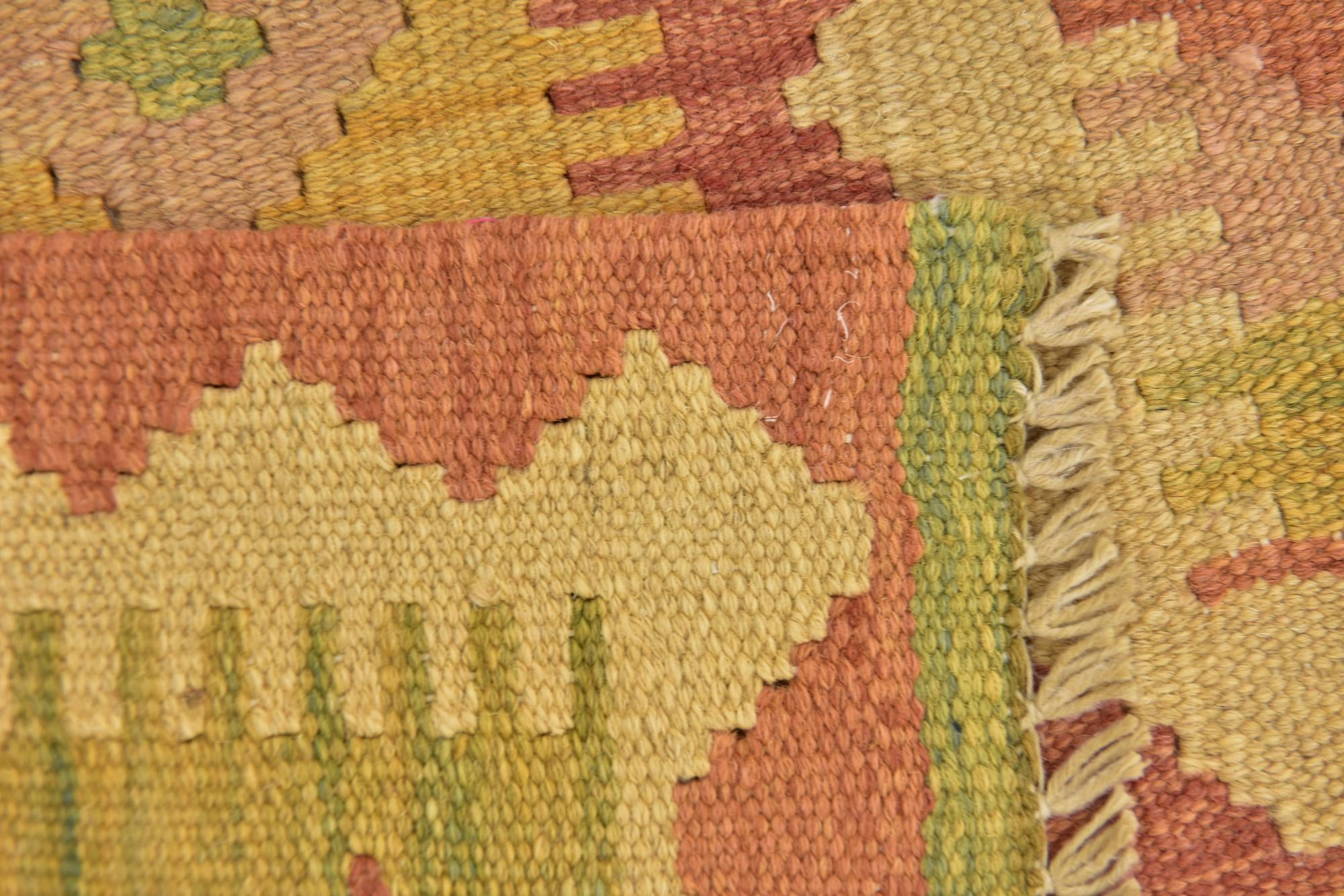 3' 3 x 4' 10 Hand Woven Kilim Waziri Wool Rug