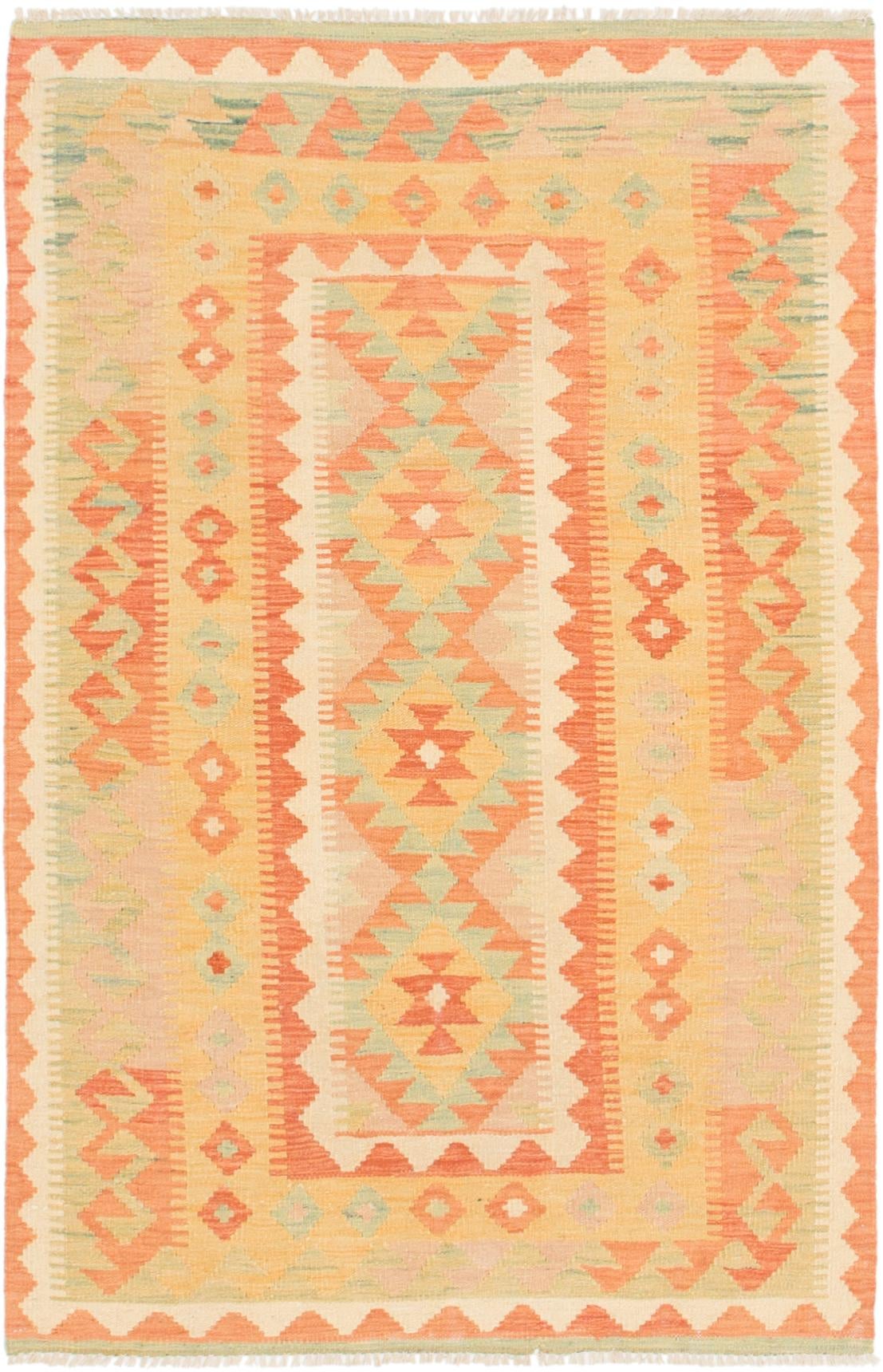 3' 3 x 4' 10 Hand Woven Kilim Waziri Wool Rug