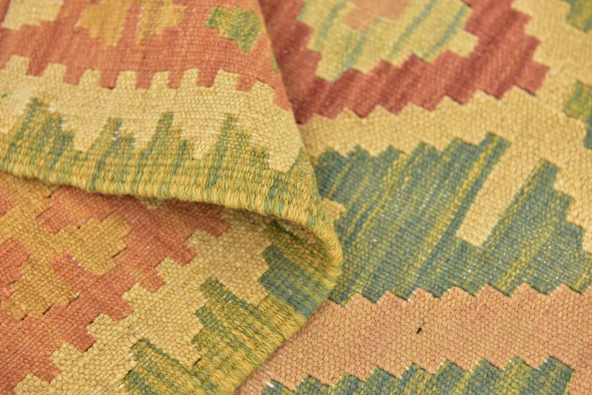 3' 2 x 5' Hand Woven Kilim Waziri Wool Rug