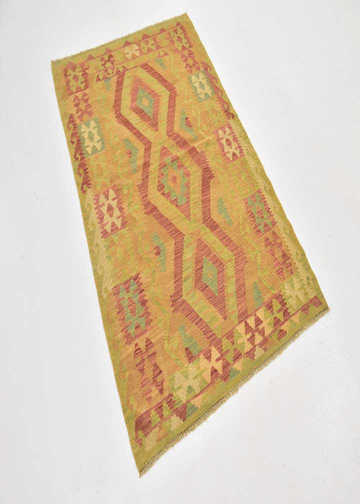 3' 4 x 5' Hand Woven Kilim Waziri Wool Rug