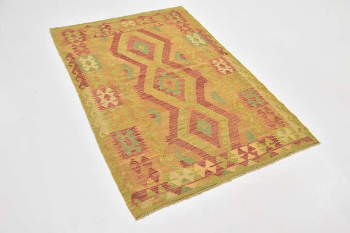 3' 4 x 5' Hand Woven Kilim Waziri Wool Rug